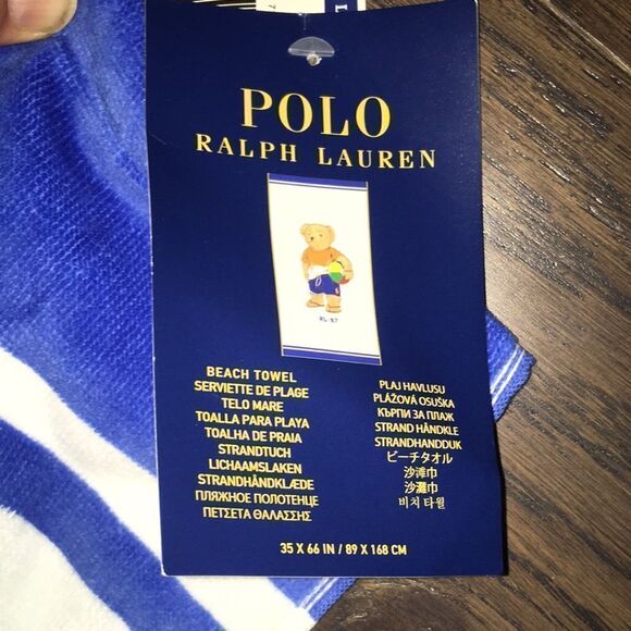Big new Polo Bear Basket Beach Boy w/Ball Mens style Towel Ralph Lauren NWT - Picture 3 of 3